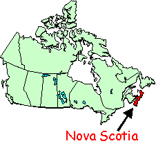 Map of Canada with Nova Scotia highlighted